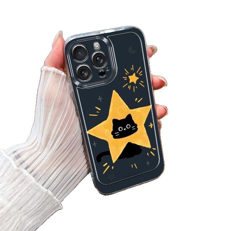 Star Black Cat Transparent Case for iPhone 12/13/14/15RO/16/17PROMAX