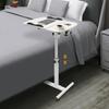 Bymaocar Adjustable Rolling Laptop Table with Wheels & Divided Board,White Waterproof Computer Desk for Bedroom, Office, Study