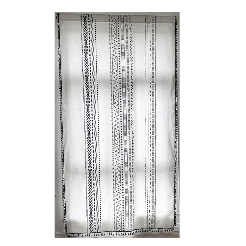 Curtains Non-Punching Floating Curtain Cabinet Room Printing Black Card Fringe Coffee Curtain