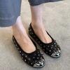Fashion Women's Fashion Flat Shoes Spring New Metal Round Head Shallow Mouth Butterfly Knot Rivet Soft Sole Non-slip Single Shoes