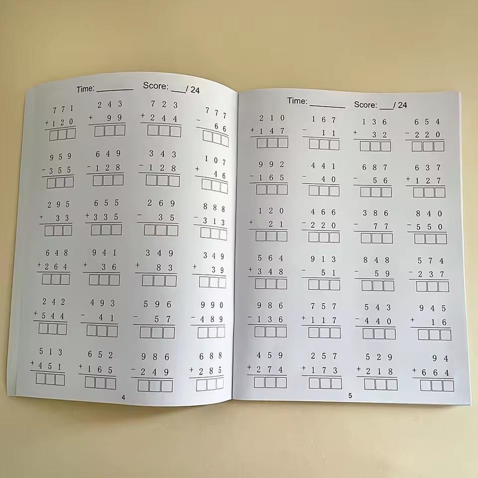 Addition and subtraction within 1000 Maths Workbook Primary School Training Book Arithmetic Competition Teaching Aids