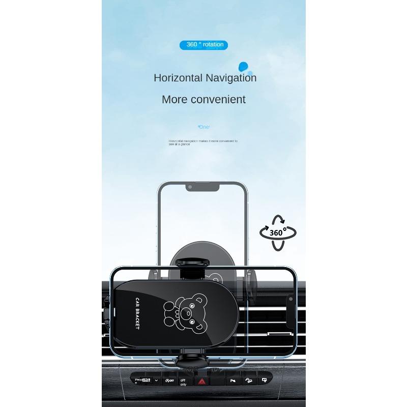 Car Phone Holder New Car Navigation Support Little Bear Cartoon Car Vent Mobile Phone Holder