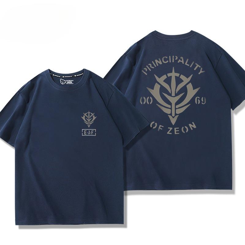 

Mobile Suit Gundam Jion Duchy Army Anime Peripheral Short Sleeve T-Shirt Men s and Women s Summer Secondary Yuan Pain Clothes 4XL