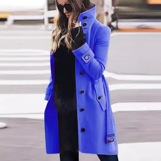 Cappotto invernale in lana taglie forti collo alto monopetto con cintura maniche lunghe giacca spessa di colore puro per appuntamenti shopping soprabito da esterno