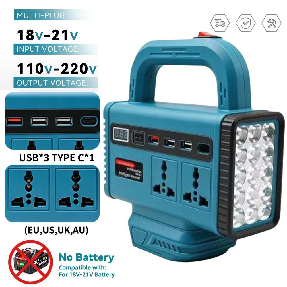 AC Power Outlet 120W Portable Power Inverter Digital Voltage Display LED Work Light
