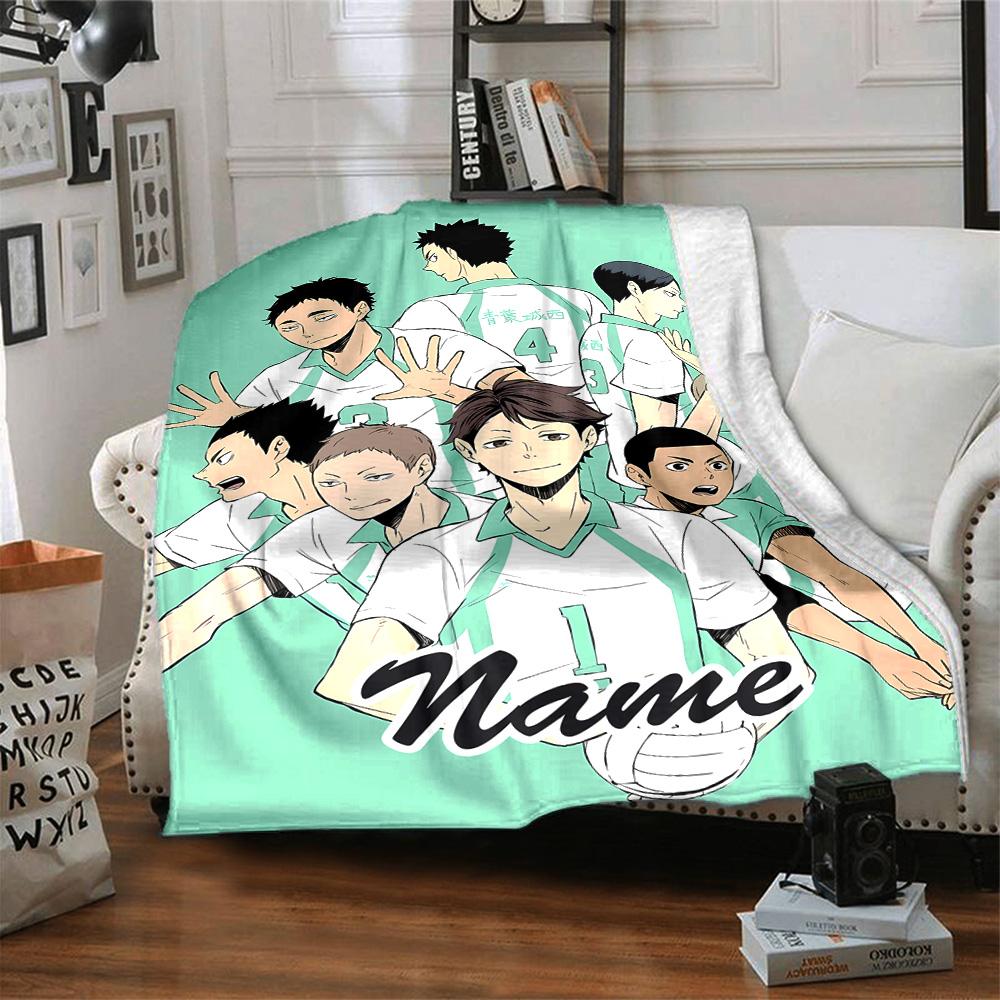 Customizable Oikawa Tooru1 Throw Blanket – Personalized Name, All-Season Cozy Snug Blanket, Machine Washable, Personalized Blanket