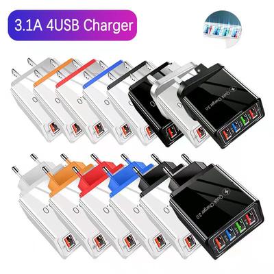 4-Port USB 3A Mobile & Tablet Travel Charger, EU Standard