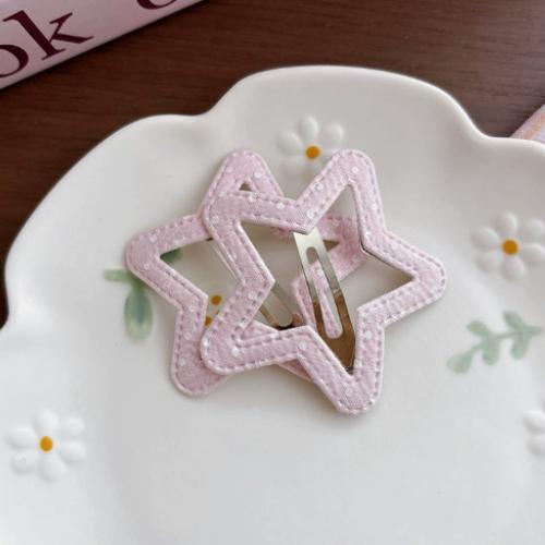 

2pcs/set Sweet Pink Plaid Solid Color Star BB Clips for Fringe Bangs Fresh Mini Snap Hair Clips for Girls Kids Hair Accessories