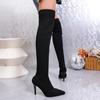Fashion Women's Slim Heel Boots Winter New Mesh Cloth Breathable Over The Knee Anti-slip Wear-resistant Elastic Boots