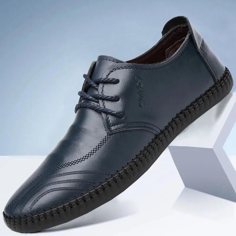 Soft Leather Men's Summer Soft Sole Middle and Young Casual Leather Shoes