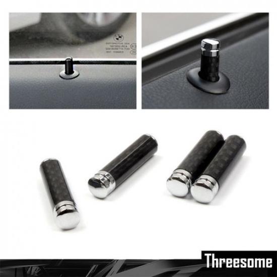 Pack 4 Carbon Fibre Handle Inner Control Door Lock Knob Pin for BMW 3 5 7 x3 x5
