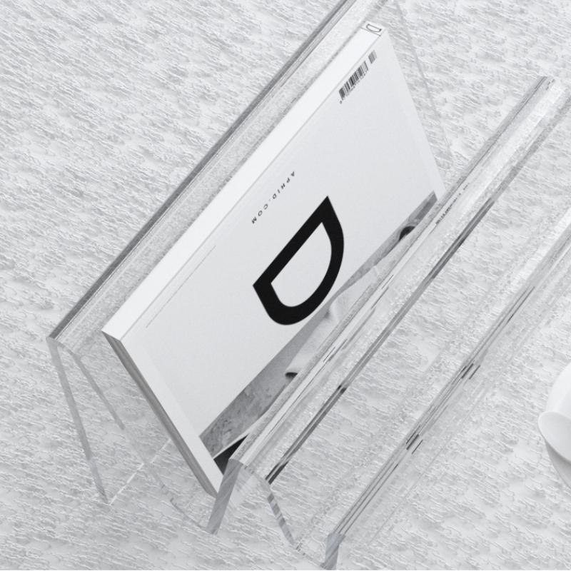 Modern Acrylic Sofa Side Table Transparent Nordic Minimalist Coffee Table with Creative Magazine Rack Small Desk for Living Room