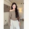 Early Autumn Korean Sexy One-Shoulder Batwing Sleeve Pullover Sweater
