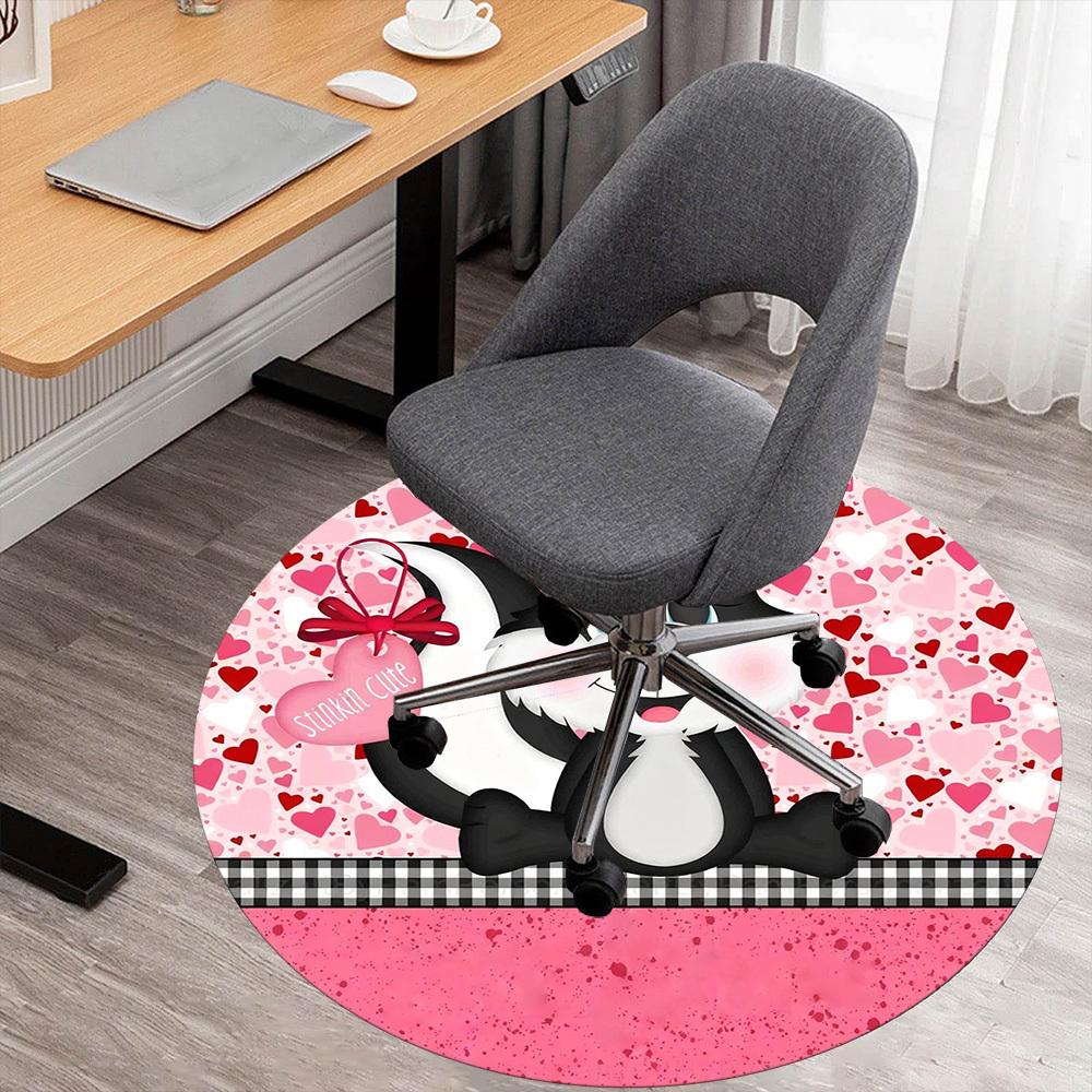 1pc Skunk Cute Round Chair Mat Office Area Rug - Non-Slip, Floor Mat for Office, Bedroom, Ideal Home Decor Gift C0112064