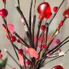 24in Valentines Day Tree Lamp with Heart Berry Red Tinsel Ornaments Led USB Battery Operated Lighted Table Tree for