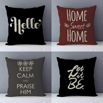 Home Decoration Trendy Phrase Hello Sweet Home, Pattern Cushion Cover For Sofa, Bedroom, Car, Pillow Cover