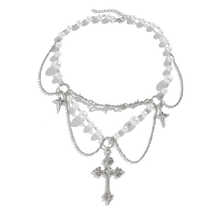 

Heart Pendant Necklace Sweet Layer Imitation Pearl Choker Clavicle Chain
