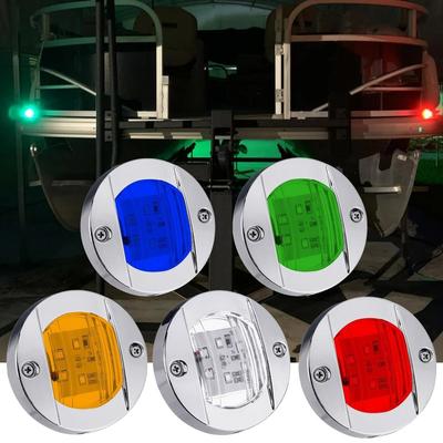 6 Led Round Chrome Marine LED Transom Mount Stern Anchor Navigation Light Waterproof Boat Marine Lights 6-2835-SMD 12V DC