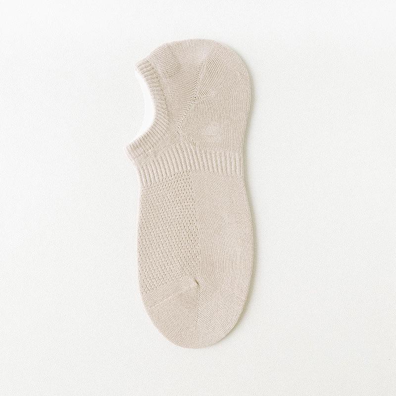 Men's Summer Thin Short Socks, Mesh Breathable Solid Color Cotton Socks, Anti-slip and Non-dropping, and Shallow-mouthed Invisible Boat Socks