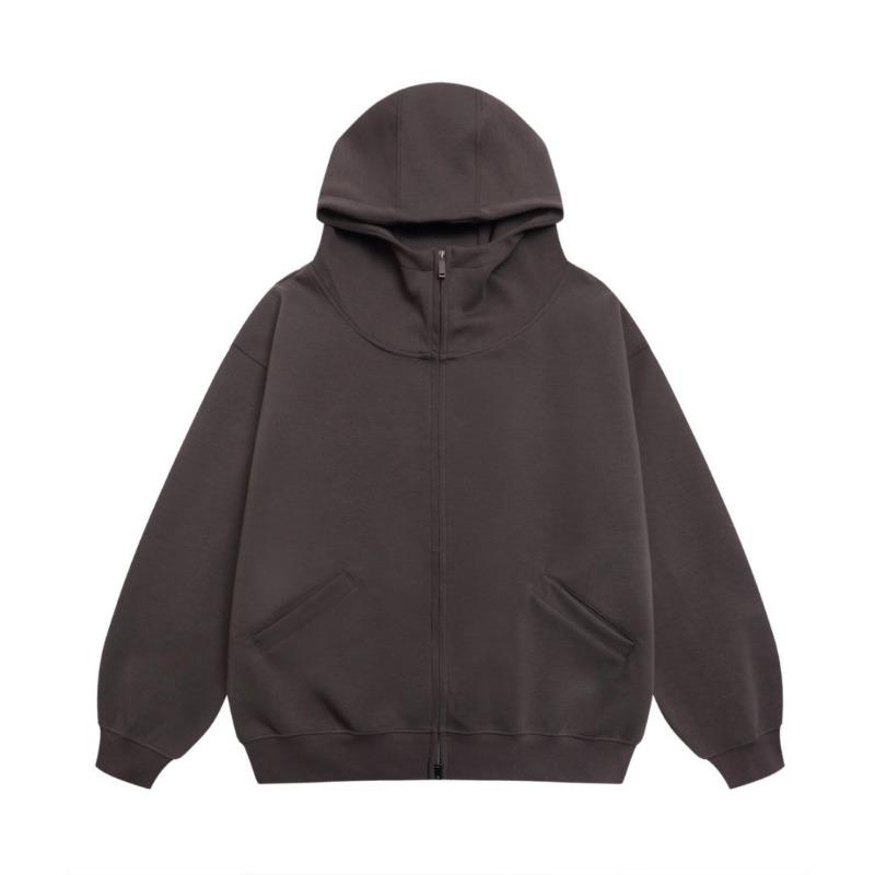 Autumn and Winter New 0 Mamba Cotton Double-ended Zipper Semi-turtleneck Cardigan Jacket Solid Color Loose Casual Hoodie