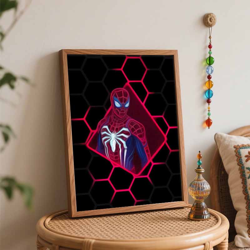 SpiderMan Oil Art Painting Kit Home Wall Decor Handmade Gift for Marvel Fan Cool Neon Hero Pattern Canvas Picture Room Decoration DIY
