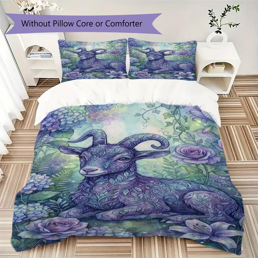 Goat Demon Pattern Bedding Uilt Set Uilt Cover Pillowcase Home Decoration Birthday Gift (1 * Duvet Cover + 2 * Pillowcase  Without Core)142