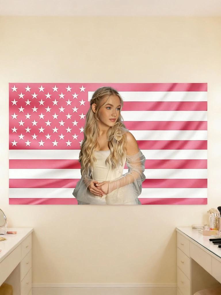 2D Print Freya Tapestry, Zombies 4 Nova Wava Style, Pink Usa Flag Wall Art, Easy To Hang Decor For Home & Office