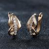 Pendientes pequeños con Clip de piedra de circón blanco para mujer, joyería de boda de lujo de Color dorado