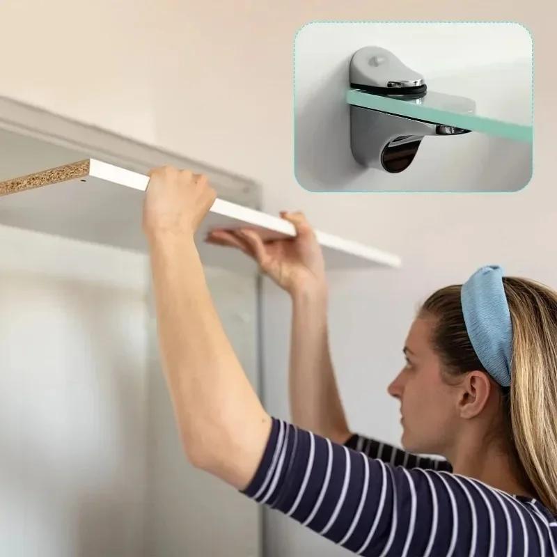 10/1 Stück Zinklegierung Verstellbarer Glasregalhalter Wandmontierte Badezimmer-Stützregal-Winkel Halter Holzregale Glaszwingen