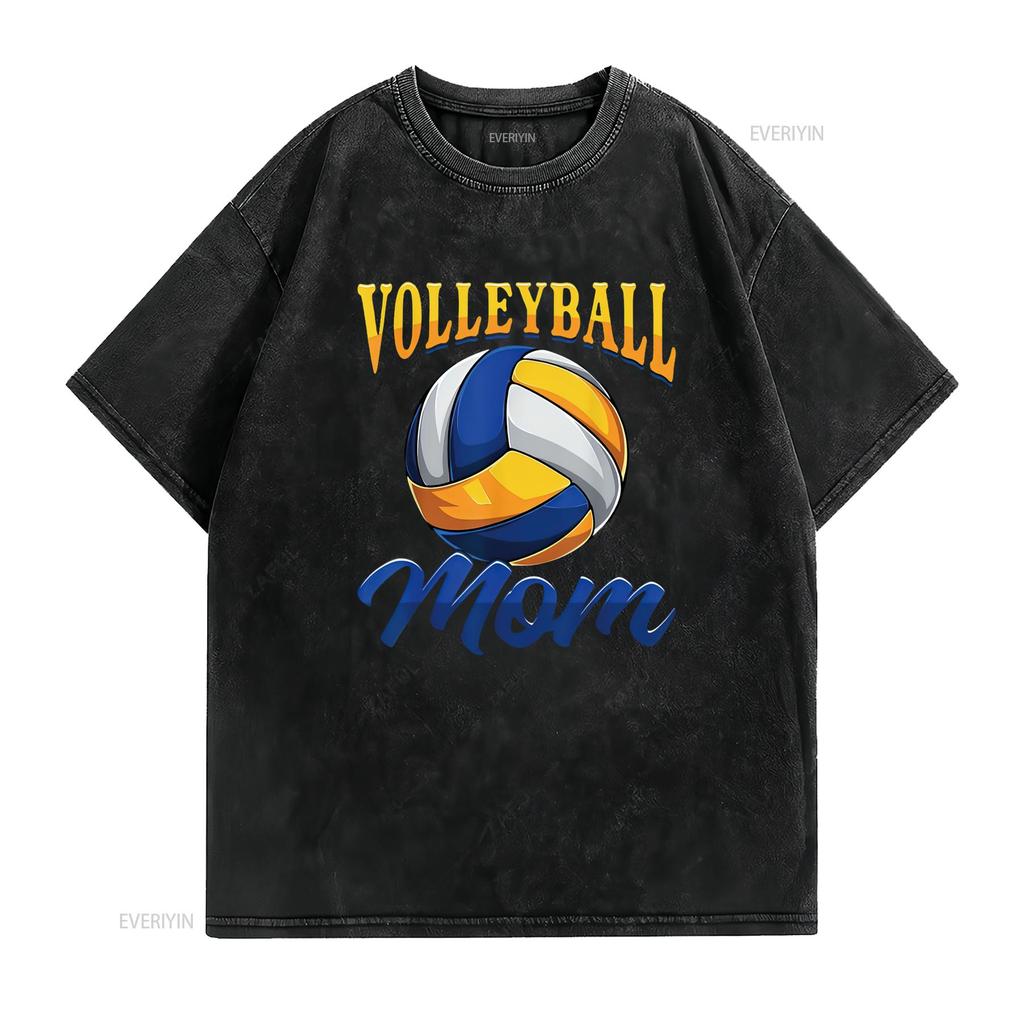 Volleyball Mom T Shirt vintage Washed Stylish homme Comfortable Unisex Soft Breathable Top For Everyday Wear streetwear