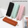 Waterproof Leather Pencil Case Zippered Pencil Pouches Large Compartment Portable Pen Organiser Bag For Student Adult