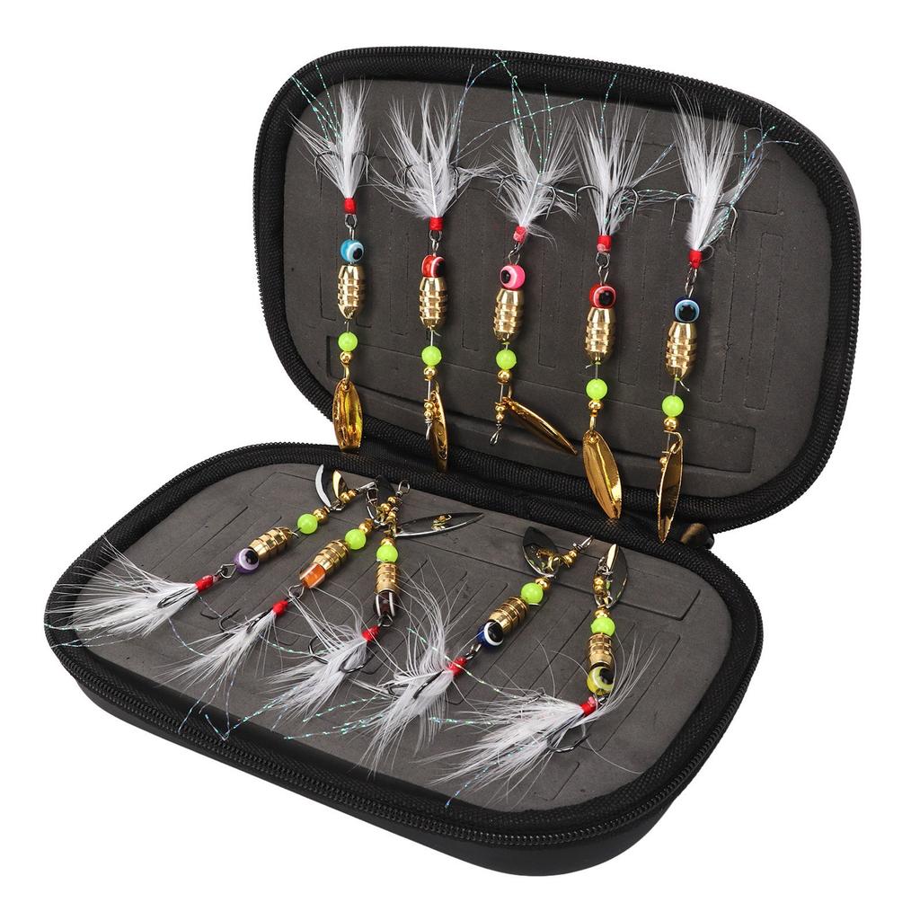 10 ks flitrů rotační rybářské návnady péřové háčky z vysoce uhlíkové oceli odolné vůči slané vodě