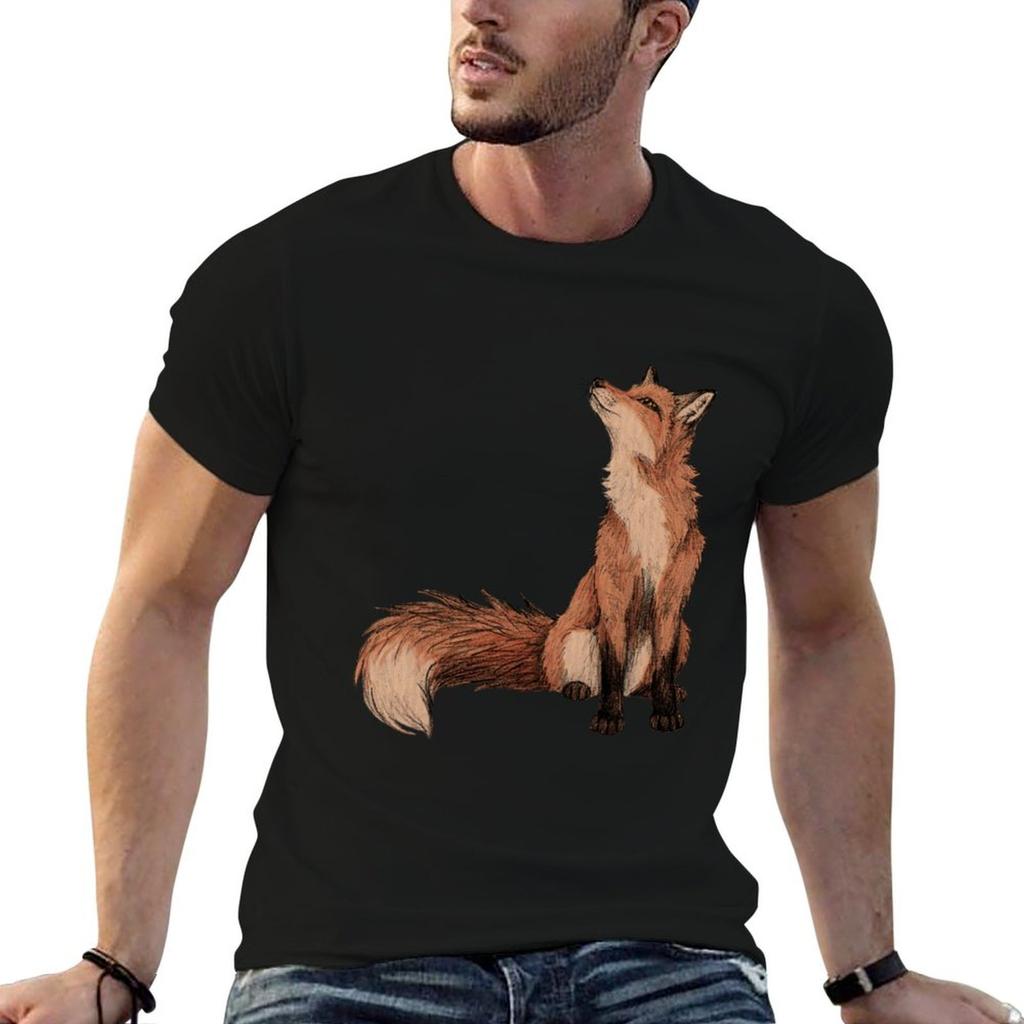 Red Fox Tshirt Black Cotton Tshirt Plain For Unisex Package T Shirt Personalised T Shirts For Unisex Cotton Soft Tshirt