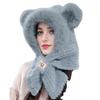 Warm Plush Hat for Women In Winter Plush Thickened Cold Protection Versatile Scarf Hat Integrated Furry Ear Protection Hat