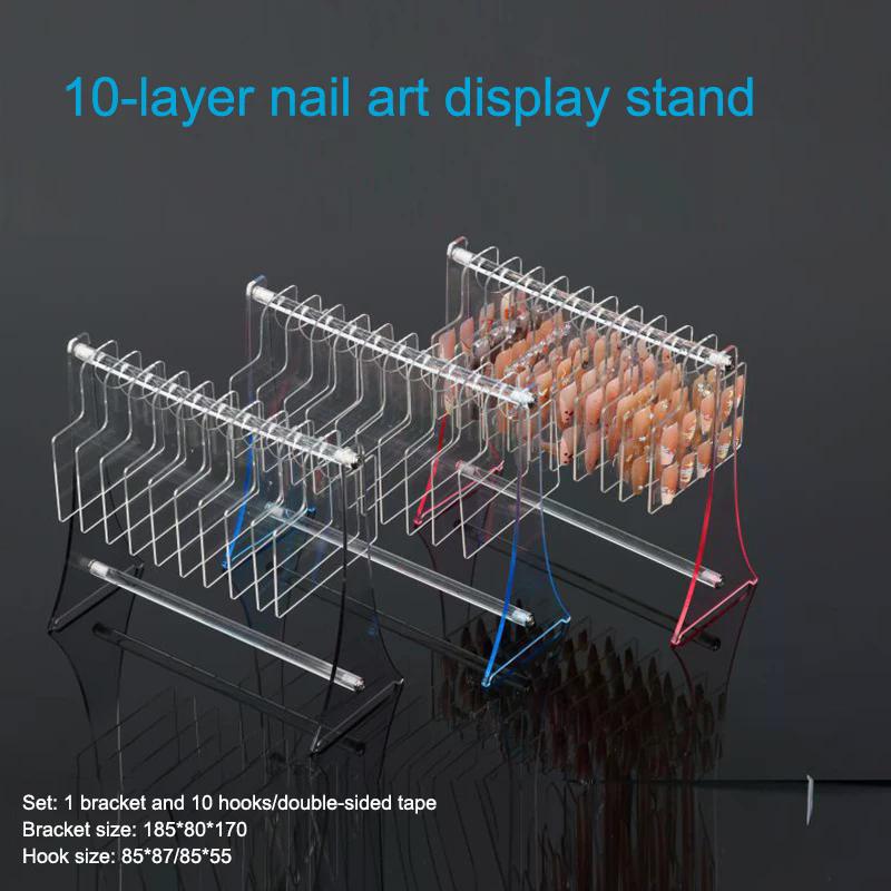 Transparent Acrylic Hook Style Nail Art Display Rack Board Gel Color Works Sample Exhibition Tools For Stand Manicure Tools