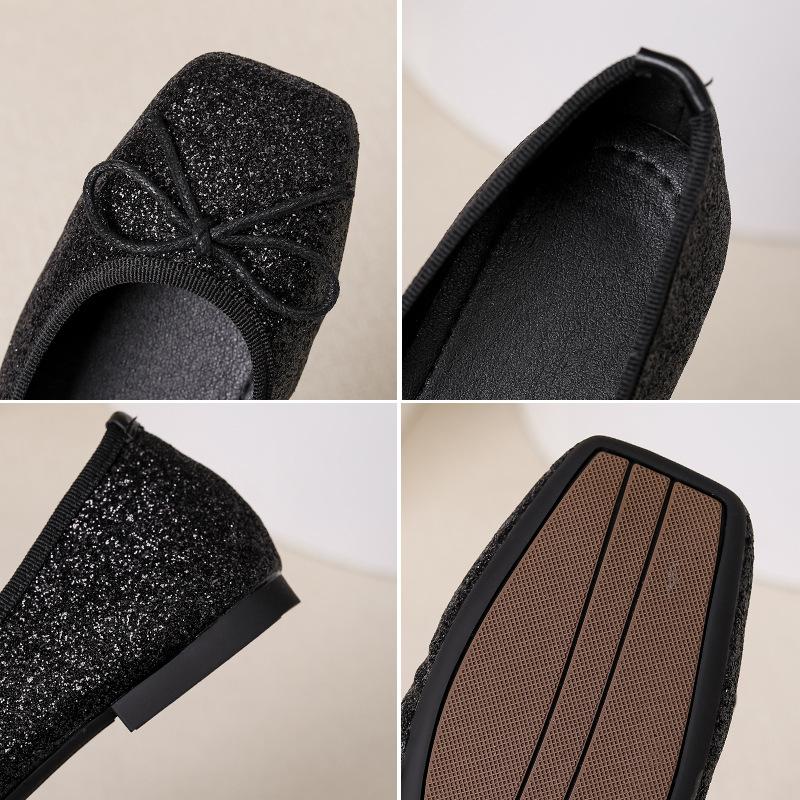 Women's Square Toe Ballet Flats Slip-On Dressy Shoes Business Casual Comfortable Foldable Work Loafers for Women Walking Flat Shoes Ballerina Flats