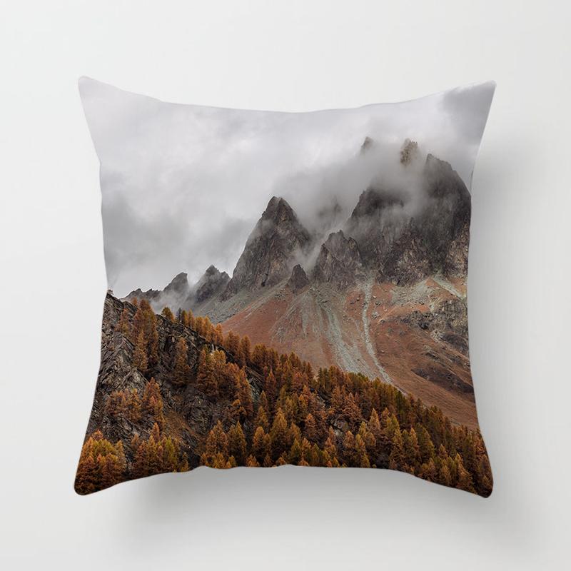 Natural Landscape Printing Pillowcase Sofa Car Decoration Office Seat Cushion Cover Room Bedside Home Decoration 45x45cm