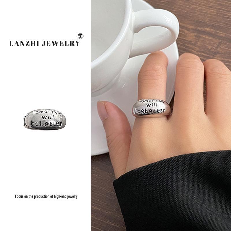 

Кольцо из серебра 925 пробы Lan Zhi: Смелый хип-хоп дизайн, регулируемый, не выцветающий женский ювелирный аксессуар Adjustable Opening