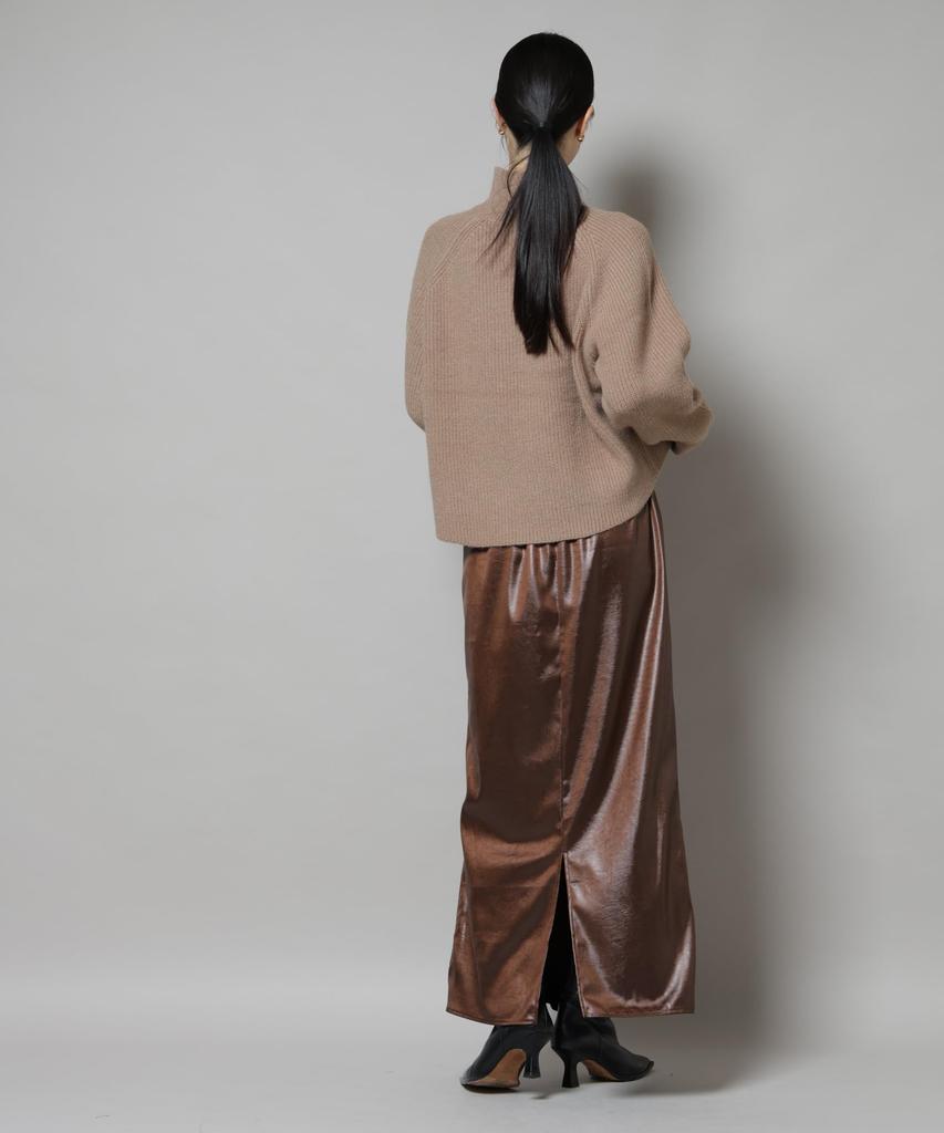 Nano Universe Shiny F Women's Leather-Like Skirt, 050, Brown, 673-5230315