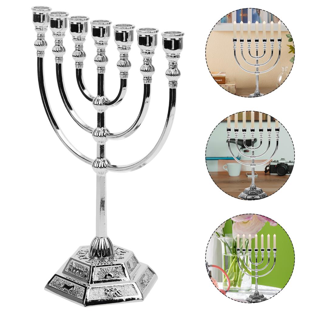Desktop Leuchter Ornamente Dekorative Schmücken Menorah Jüdische Halter Metall Sieben Löcher Leuchter