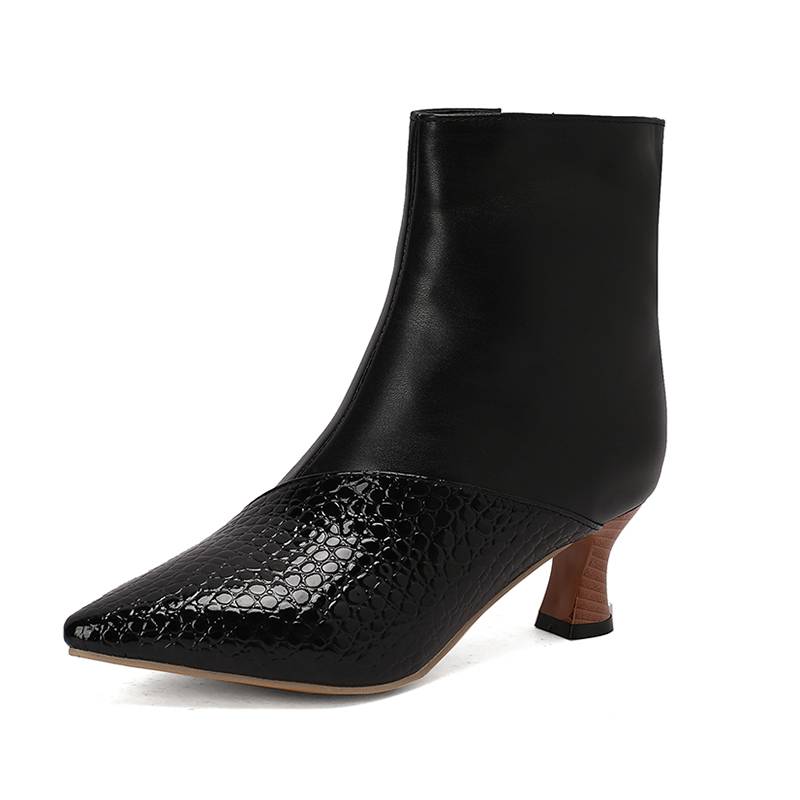 Krazing Pot Sapatos de poliuretano outono inverno 47 tamanho 48 tamanho 49 tamanho 50 botas sensuais bico quadrado cor mista manter aquecido botas de tornozelo