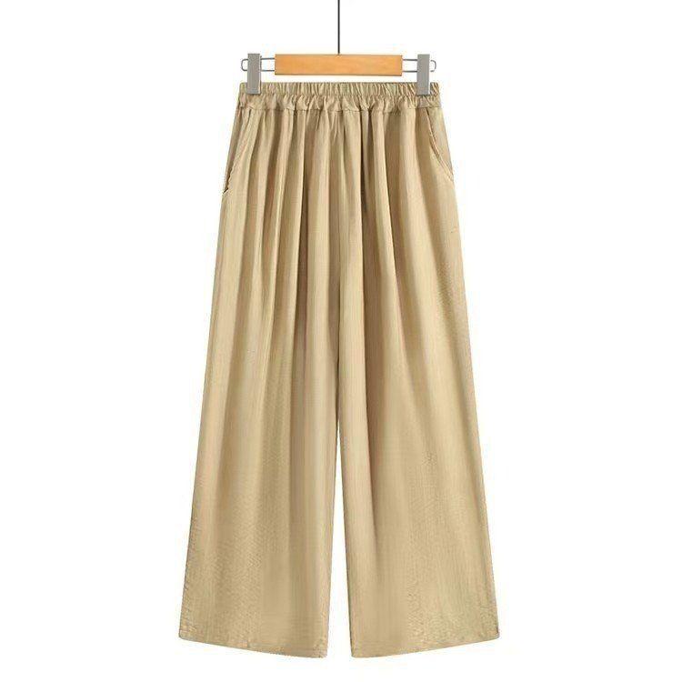 

Women s Cotton & Linen Wide-Leg Pants - Summer Fashion for Middle-Aged & Elderly 5XL (140-155 jin) хакі