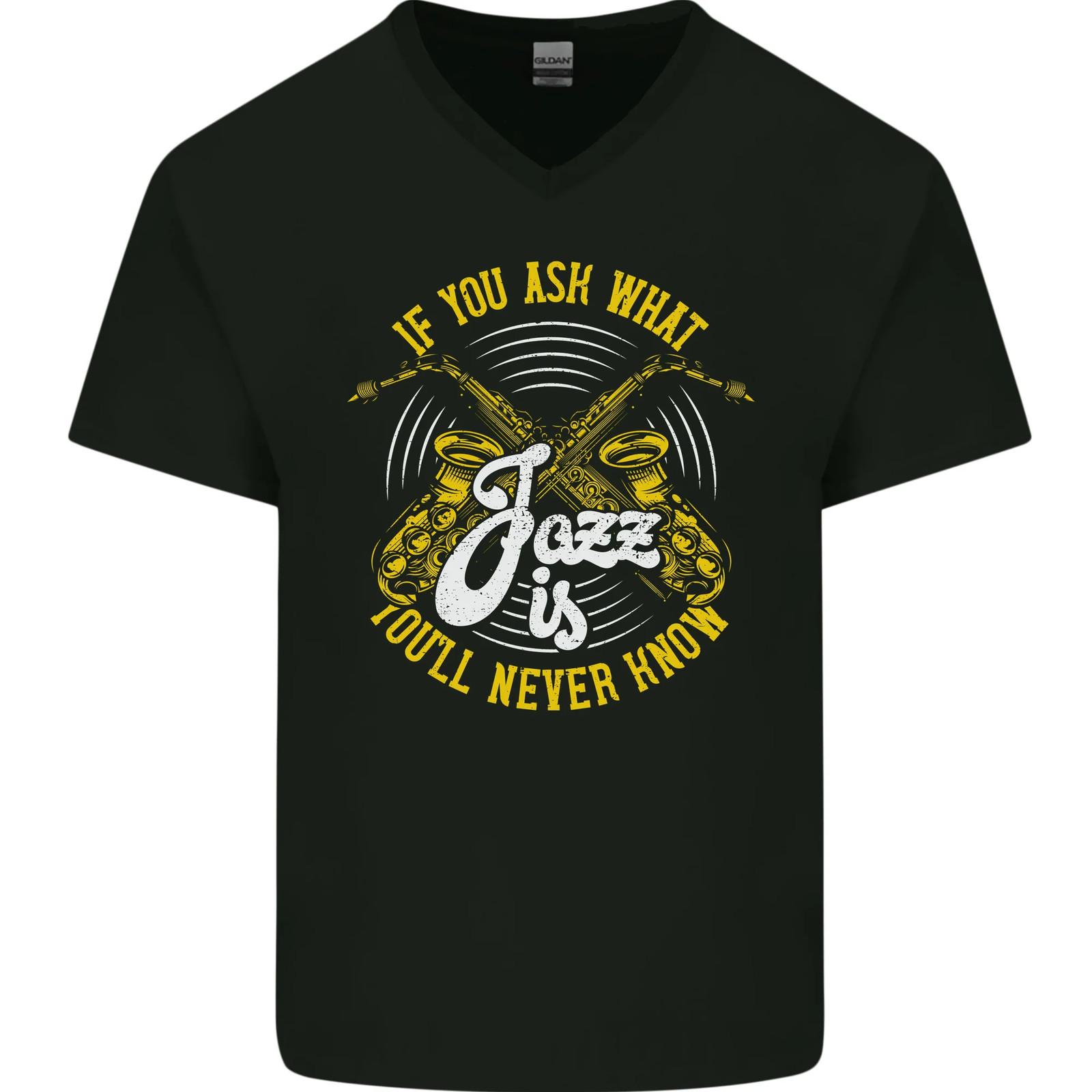 If You Ask What Jazz Is Music Mens VNeck Cotton T-shirt XXXXL