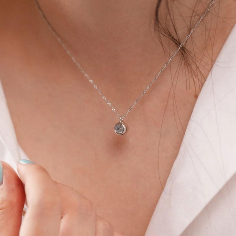 Ozel Drop Cubic Zirconia Ball Necklace PB112N