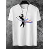 Herren Golfspieler Druck T-Shirt, Lässiges Mode Kurzarm-T-Shirt, Normale Passform, Rundhalsausschnitt, Dehnbares Gewebe, Sommer-Stil