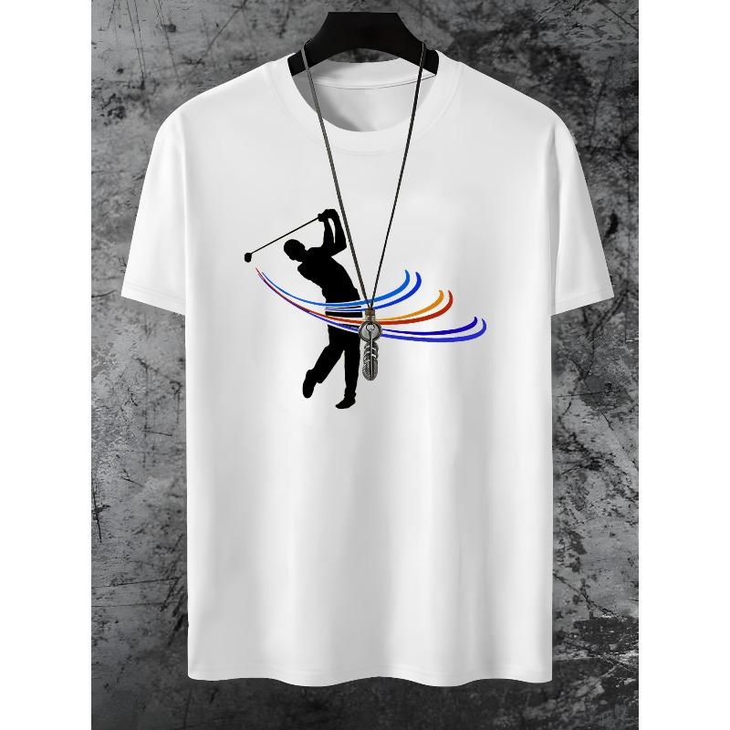 

Мужская футболка с принтом игрока в гольф, Повседневная модная футболка с коротким рукавом, Обычная посадка, Круглый вырез, Эластичная ткань, Летний стиль S белый