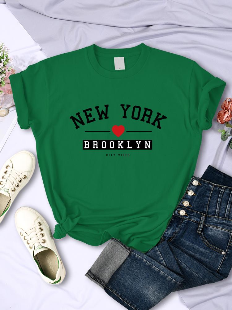 New York Brooklyn City Vibes Letter Print T Shirt Women Breathable Casual Tshirt Street Hip Hop Crop Top Summer Fashion Clothes