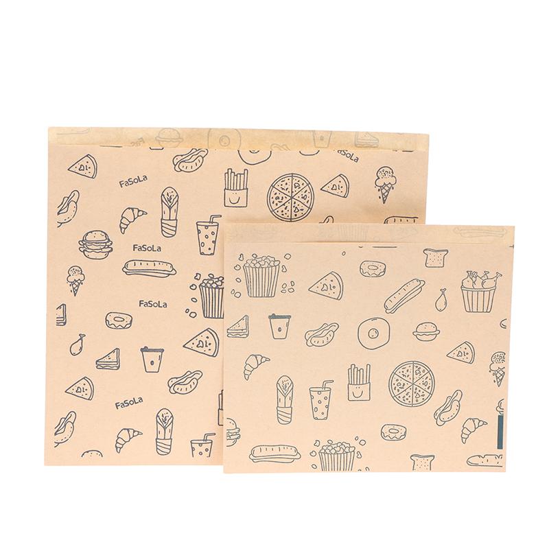 50Pcs Greaseproof Paper Bag, Kraft Paper Bag Food Wrapping Bag Disposable Packaging Baking Paper Plate Mat Kitchen Accessories