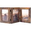 4x6 Three Picture Frames Hinged Folding Photo Frames Vertical Stand Frames(DARK BROWN)