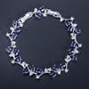 WWJ Elegant Leaf Silver Color Zirconia Tennis Bracelets Bangle